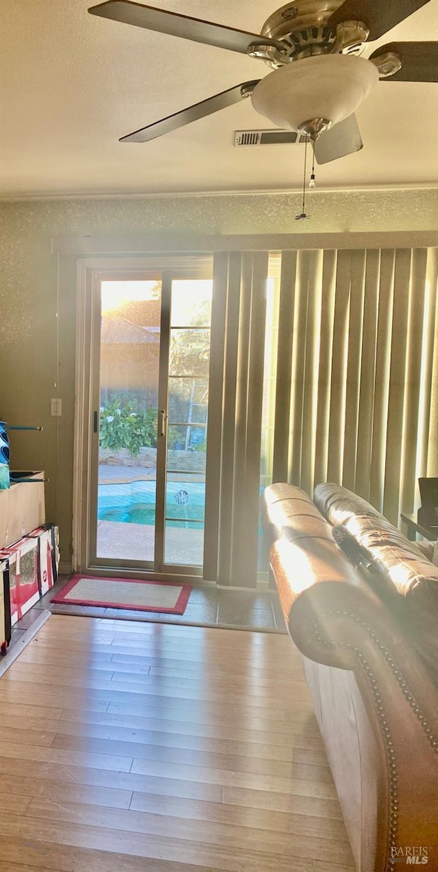 interior space with hardwood / wood-style floors