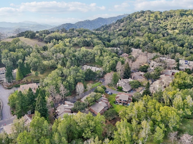 drone / aerial view with a mountain view