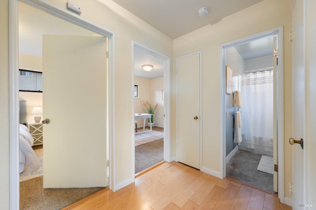 corridor featuring light hardwood / wood-style flooring