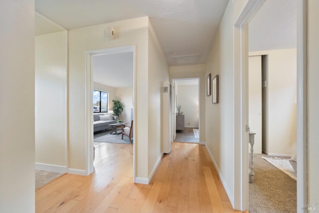 corridor with light hardwood / wood-style flooring