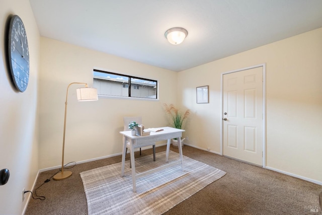 view of carpeted home office