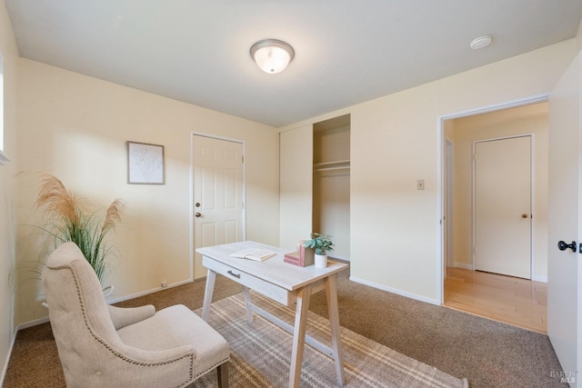 home office featuring carpet flooring