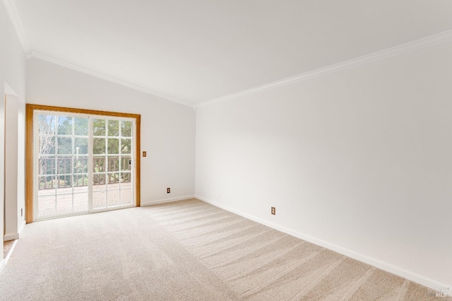 carpeted empty room with crown molding