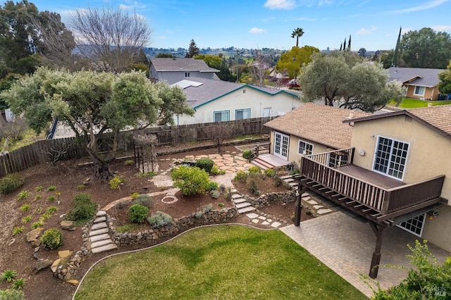 view of yard with a patio and a deck