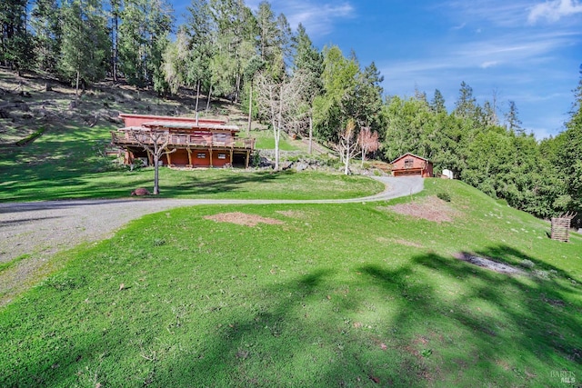 view of yard featuring a deck