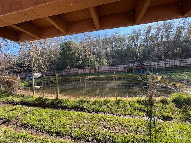 view of yard with a water view