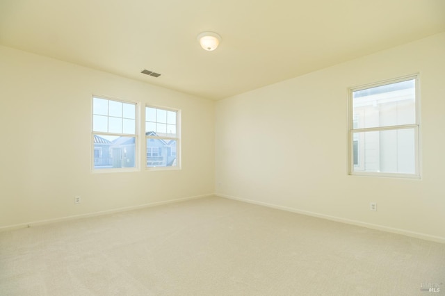 spare room featuring a wealth of natural light and carpet flooring