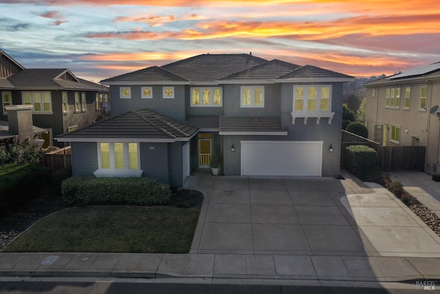 view of front property with a garage