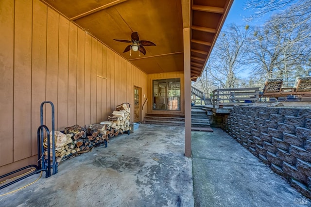 view of patio with ceiling fan