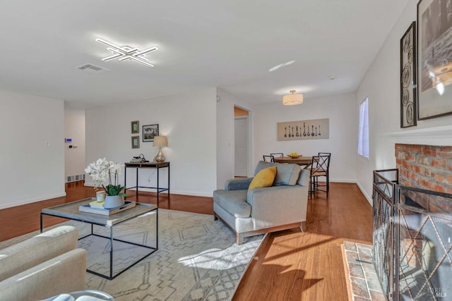 living room featuring wood-type flooring