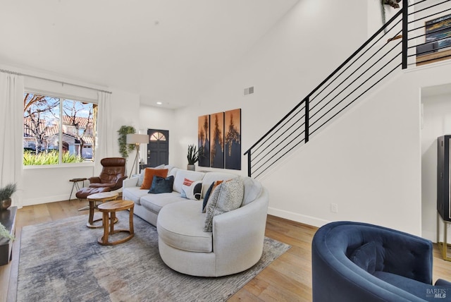 living room with wood-type flooring