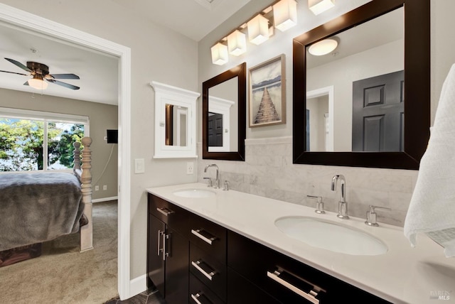 bathroom featuring vanity and ceiling fan