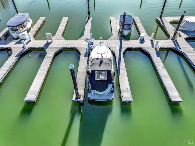 view of dock featuring a water view