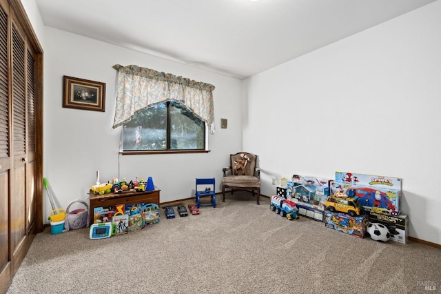 game room featuring carpet flooring