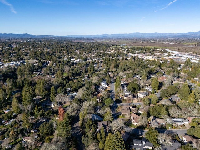 drone / aerial view with a mountain view