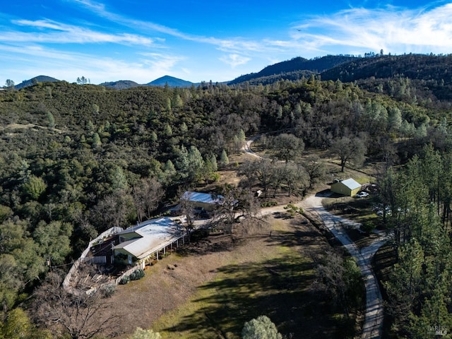 drone / aerial view with a mountain view