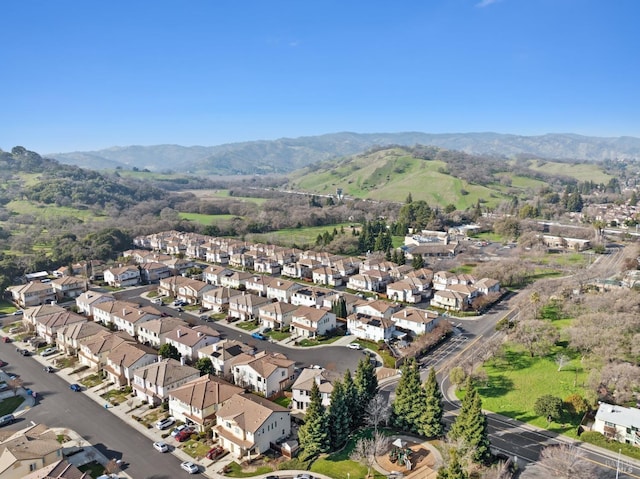 aerial view with a residential view and a mountain view