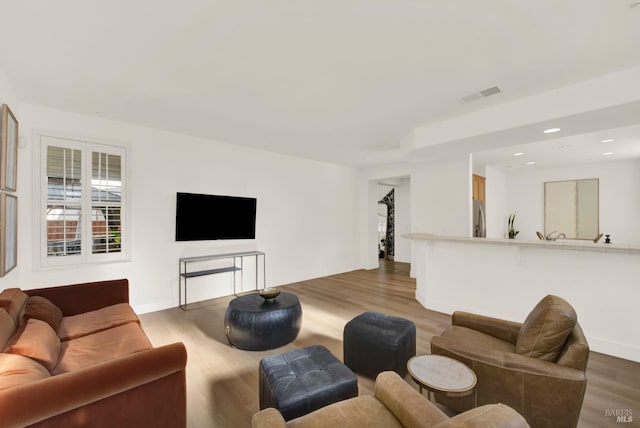 living room with hardwood / wood-style floors