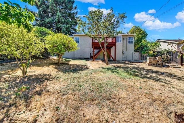 view of yard with a deck