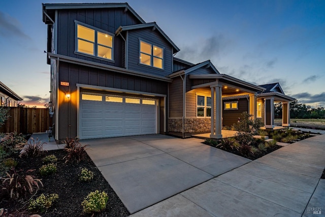 view of front of property featuring a garage