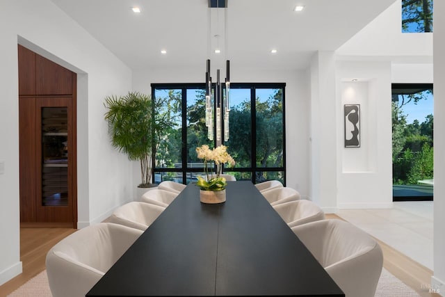 dining room with light wood-type flooring