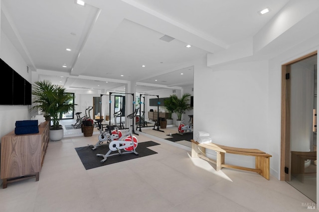 exercise area with recessed lighting