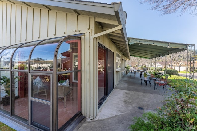 exterior space with board and batten siding