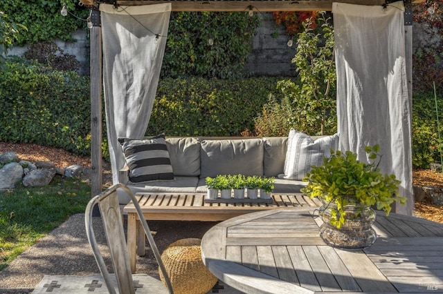 view of patio featuring a deck and outdoor lounge area