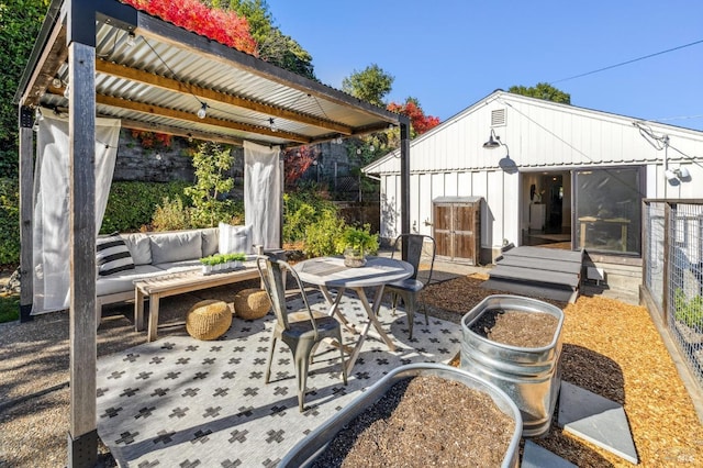 view of patio featuring an outdoor hangout area