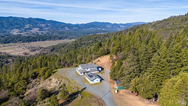 birds eye view of property with a mountain view