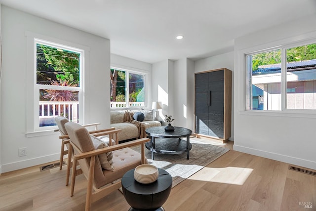 sitting room featuring light hardwood / wood-style floors