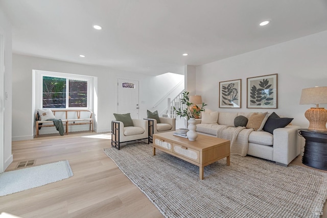 living room featuring light hardwood / wood-style floors