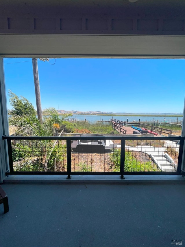 balcony with a water view