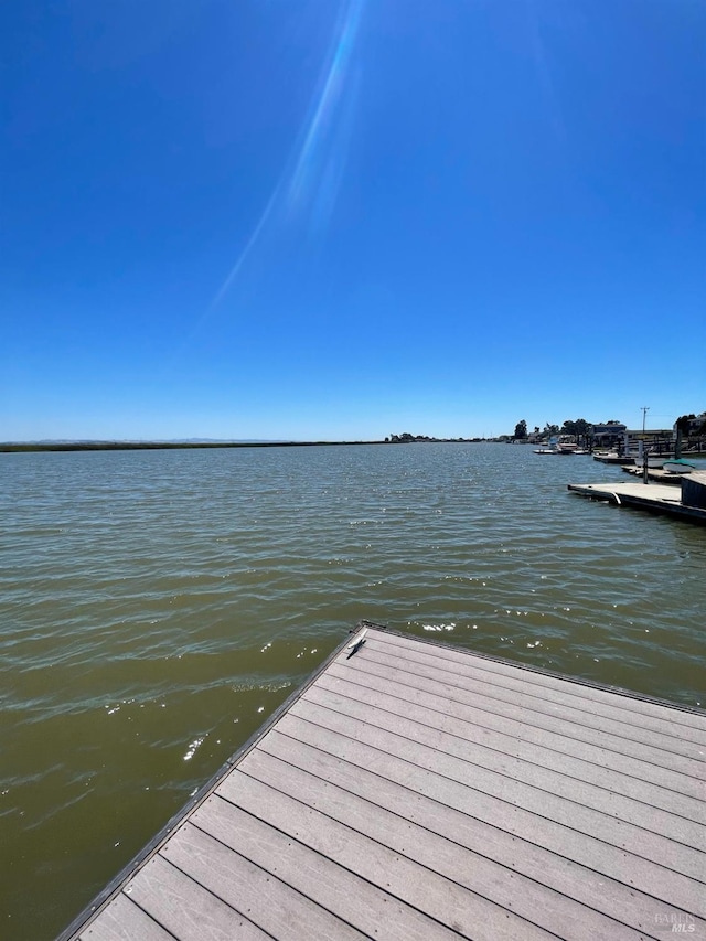 dock area featuring a water view