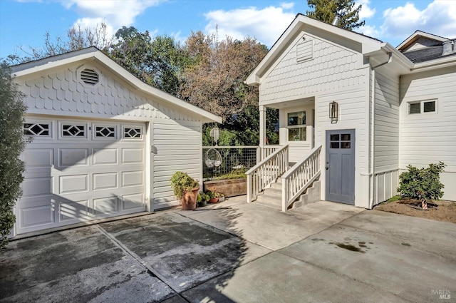 view of garage