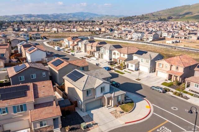 bird's eye view with a mountain view