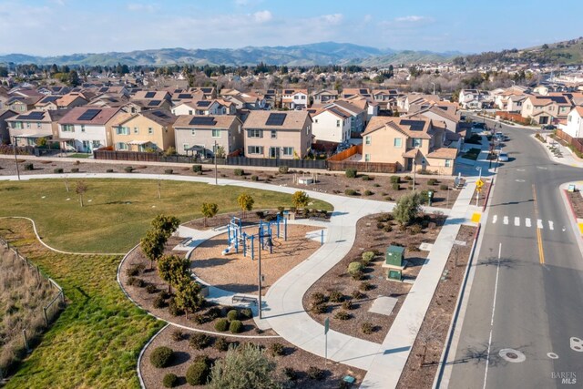 bird's eye view with a mountain view