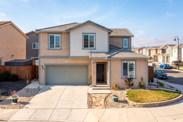 front facade with a garage