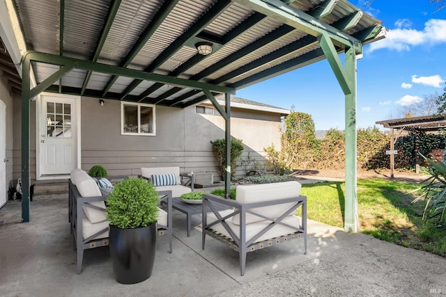 view of patio featuring an outdoor living space