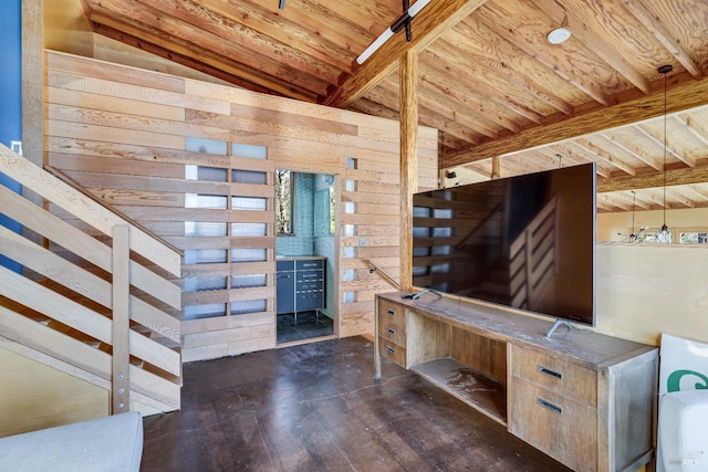 interior space featuring vaulted ceiling