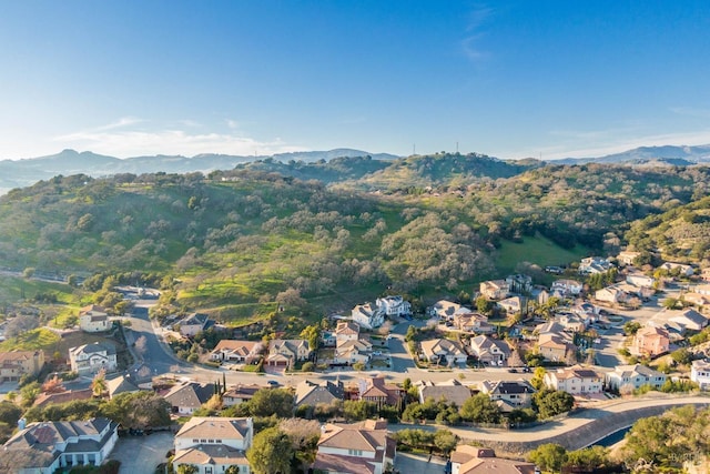 bird's eye view with a mountain view