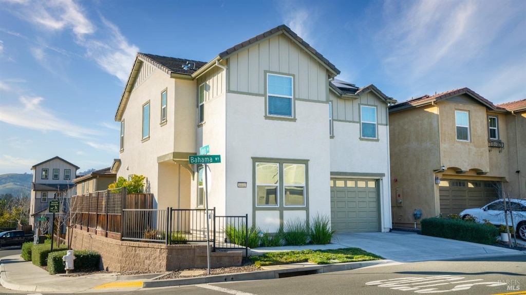 view of front of property with a garage