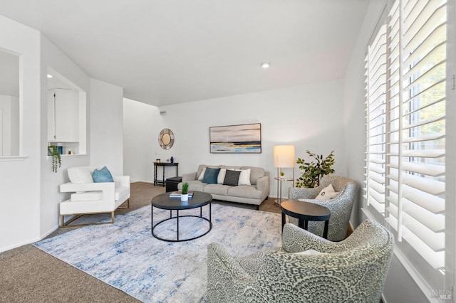 view of carpeted living area