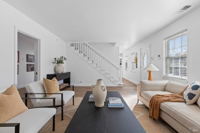 living room featuring hardwood / wood-style floors