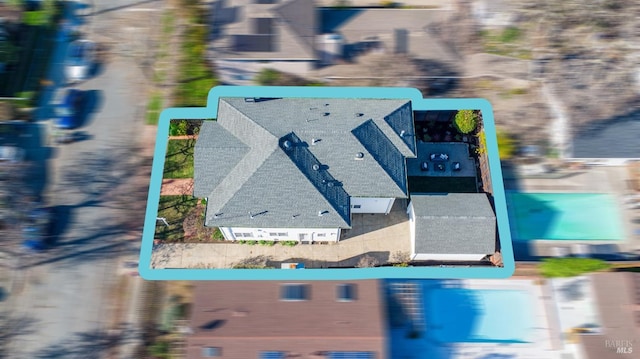 272 Center St, San Rafael, CA 94901 - aerial view of property and surrounding area featuring property parcel outlined