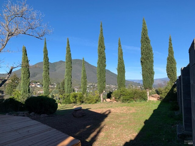 view of yard with a mountain view