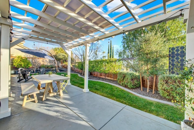 view of patio with a pergola