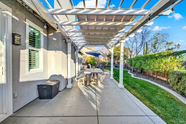 view of patio / terrace featuring a pergola