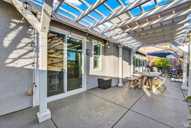 view of patio / terrace featuring a pergola