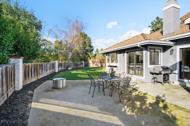 view of patio / terrace with a grill